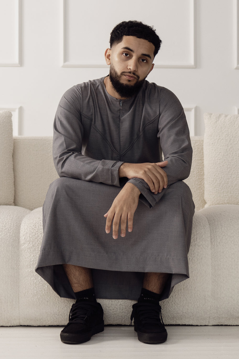 Rajul Qamari Emirati Slate Grey Mens Thobe Jubbah Kids