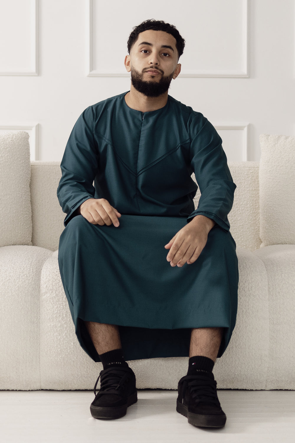 Rajul Qamari Emirati Teal Green Mens Thobe Jubbah