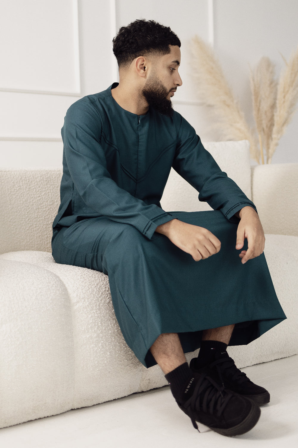 Rajul Qamari Emirati Teal Green Mens Thobe Jubbah