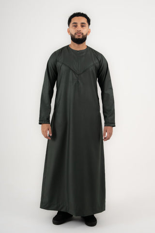 Rajul Qamari Emirati Bottle Green Mens Thobe Jubbah