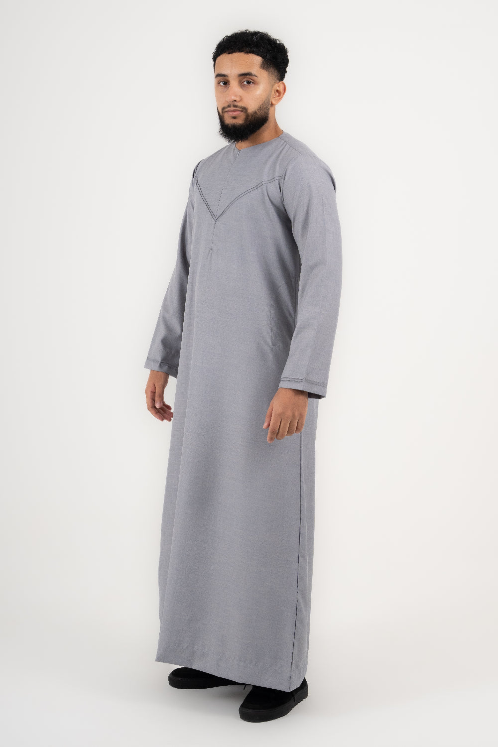 Rajul Qamari Emirati Soft Grey Mens Thobe Jubbah Kids