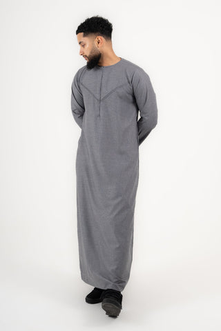 Rajul Qamari Emirati Slate Grey Mens Thobe Jubbah