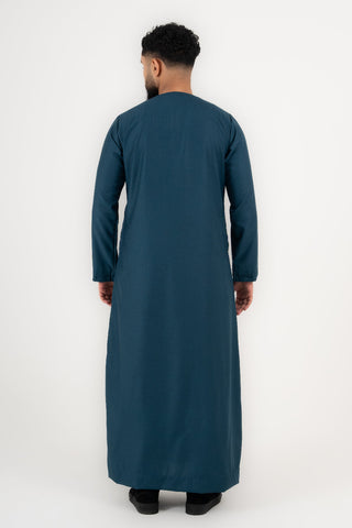 Rajul Qamari Emirati Teal Green Mens Thobe Jubbah Kids