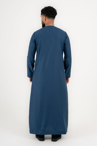 Rajul Qamari Emirati Teal Blue Mens Thobe Jubbah