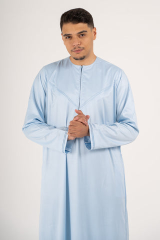 Rajul Emirati Sky Blue ST Mens Thobe Jubbah