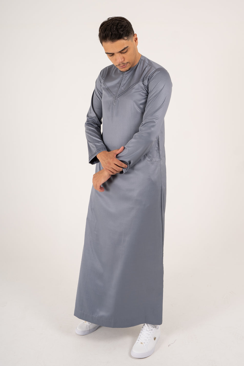 Rajul Emirati Slate Grey ST Mens Thobe SLIM FIT ONLY