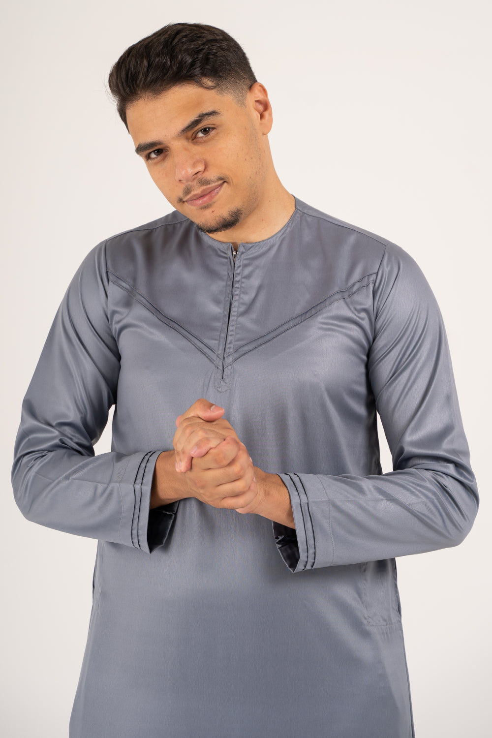 Rajul Emirati Slate Grey ST Mens Thobe SLIM FIT ONLY