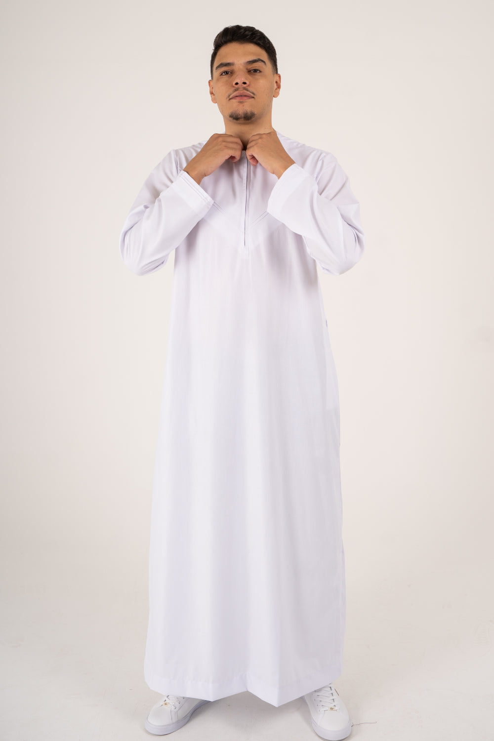 Rajul Emirati White TR Mens Thobe Jubbah