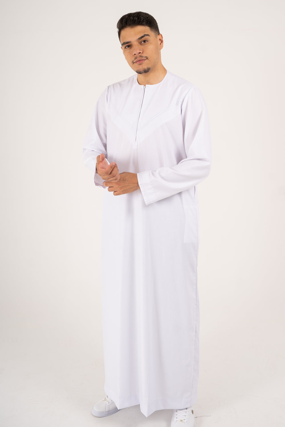 Rajul Emirati White TR Mens Thobe Jubbah