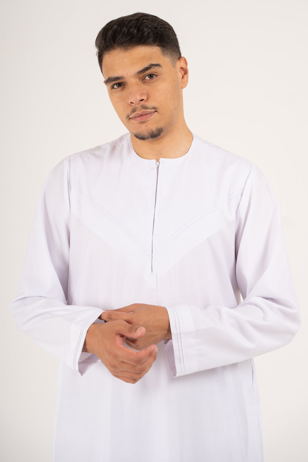 Rajul Emirati White TR Mens Thobe Jubbah