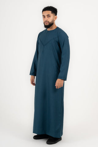 Rajul Qamari Emirati Teal Green Mens Thobe Jubbah Kids